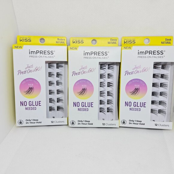 NIB SET OF 3 KISS IMPRESS PRESS-ON-FALSIES 36 TOTAL SLEEK/MODERN/CLASSY MSRP $33 - Picture 1 of 10